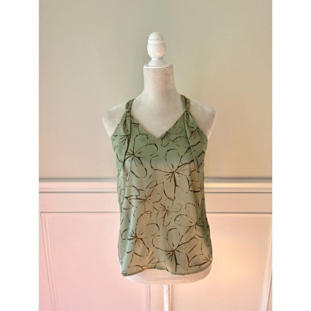 Mossimo Green Floral Print Racerback Tank XS